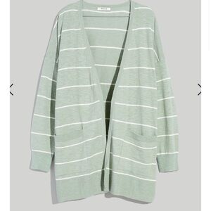 Madewell Striped Marleton Cardigan Linen Cotton Blend Side Buttons Medium
